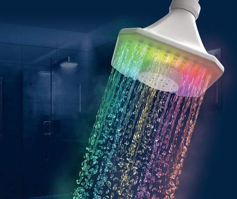 Suds up under the lights with this illuminating LED showerhead by Brilliant Ideas. Features a color-changing light function to give your daily routine a vivid experience. Bathroom Inspo Maximalist, Cursed Room Decor, Dream Rooms Led Lights, Cool Things For House, Holographic Decor, Fun Room Decor, Rainbow Shower Ideas, Trending Products, Led Shower Head