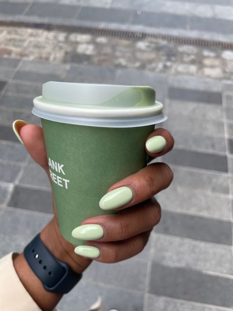 Mint Green Nails, Mint Nails, Milky Nails, Plain Nails, Wow Nails, Green Nail Designs, Green Nail, Oval Nails, Pastel Nails