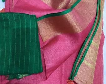 Lenin Sarees, Jute Sarees, Saree Kanchipuram, Cotton Saree Designs, Linen Sarees, Elegant Fashion Wear, Simple Sarees, Saree Blouse Patterns, Designer Saree Blouse Patterns