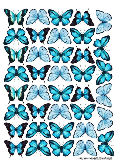 Butterfly Printable Template Prints, File Decoration Ideas, Butterfly Cake Topper, Butterfly Template, Butterfly Printable, Blue Butterflies, Paper Butterfly, Scrapbook Stickers Printable, Butterfly Crafts