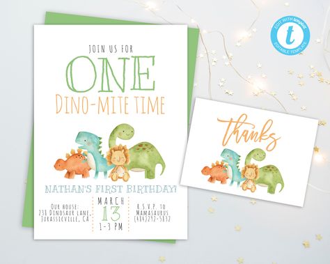 Excited to share this item from my #etsy shop: EDITABLE Dinosaur Birthday Invite, Dino-Mite First Birthday Invitation, T-Rex Birthday, 1st Birthday, Boy Birthday, Instant Download Dinosaur Birthday Invite, Boys 1st Birthday Party Ideas, Dinosaur Themed Birthday Party, Dinosaur First Birthday, First Birthday Party Themes, First Birthday Themes, Dino Birthday, Dinosaur Birthday Party, First Birthday Invitations