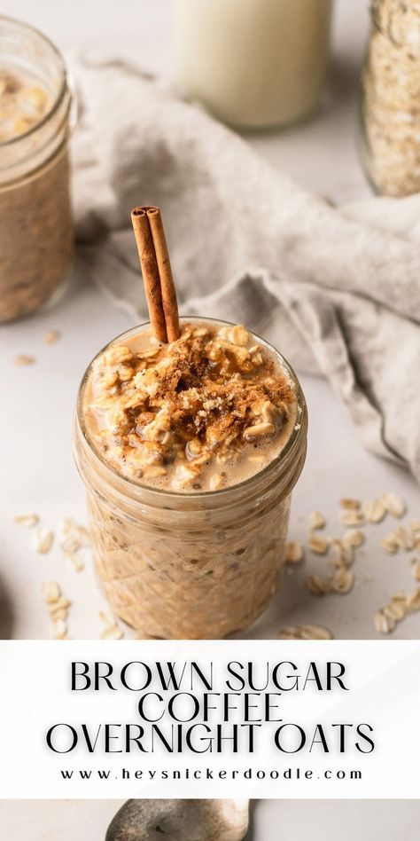 Brown sugar, espresso powder and cinnamon are combined with oat milk to give this overnight oats recipe all the flavor of your favorite Starbucks coffee drink...in a healthy breakfast form! These brown sugar coffee overnight oats are a perfect way to start your day. Brown Sugar Espresso, Coffee Overnight Oats, Brown Sugar Coffee, Oats In A Jar, Overnight Oats Recipe Easy, Overnight Oats In A Jar, Best Overnight Oats Recipe, Oat Recipes Healthy, Delicious Meal Prep