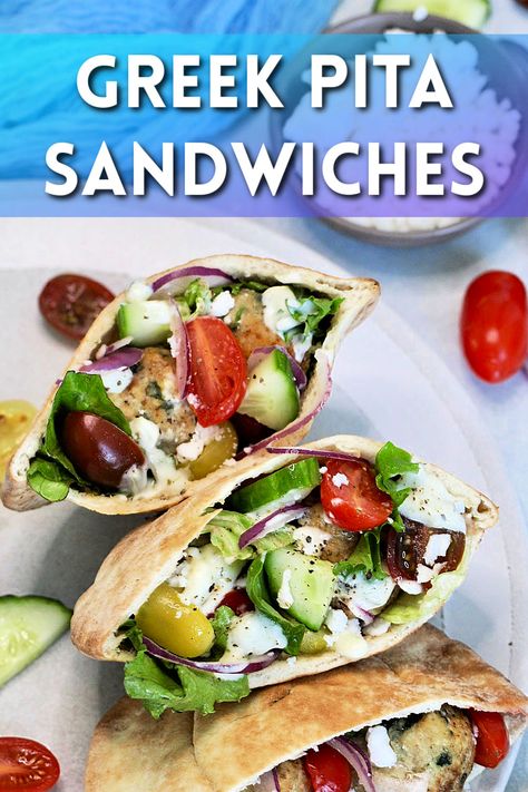 Experience a burst of Mediterranean flavor with these delectable Greek pita sandwiches. They're easy to make, customizable and satisfying! Taste Of Home Greek Pita Spread, Stuffed Pitas Recipes, Mediterranean Pita Sandwich, Greek Pita Sandwich, Pita Recipes Stuffed, Mediterranean Pita Pockets, Chicken Pitas Greek, Pita Sandwich Recipes, Mediterranean Sandwich Recipes