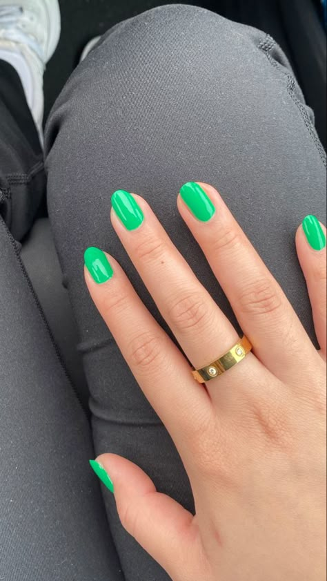 Green Gel Nails Summer, Spring Green Nails 2023, Kelly Green French Tips, Summer Green Nails 2023, Gel Nails Ideas Yellow, Bright Green Pedicure, Kelly Green Nail Polish, Bright Emerald Green Nails, Preppy Green Nails