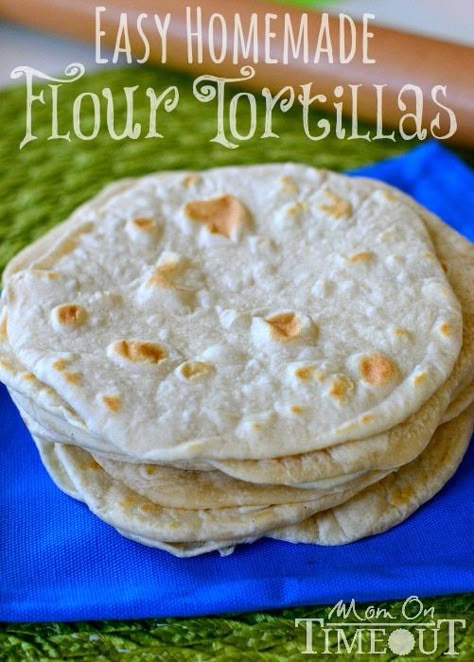 Easy Tortilla Recipe, Homemade Tortilla Recipe, Slow Cooker Carnitas, Homemade Flour, Recipes With Flour Tortillas, Mom On Timeout, Frijoles Refritos, Homemade Flour Tortillas, Crockpot Chili