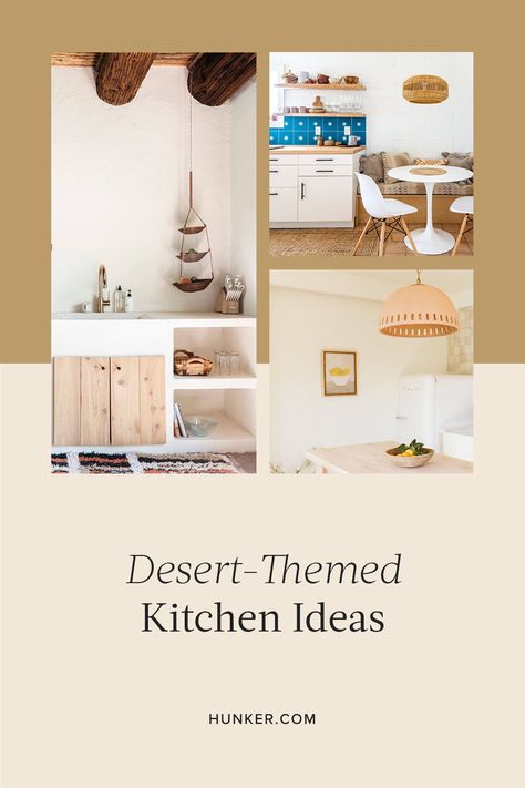 We particularly like desert style in culinary spaces, where it adds a sense of warmth to the center of the house. Want to get the look? Here are 10 desert-themed kitchen ideas that are showing us how it's done. #hunkerhome #kitchen #kitchenideas #desertinspired #desertkitchen Desert Boho Kitchen, Desert Kitchen, Amber Interiors Design, Minimalist Colorful, Colorful Cottage, Desert Style, Desert Decor, Rustic Minimalist, Modern Desert