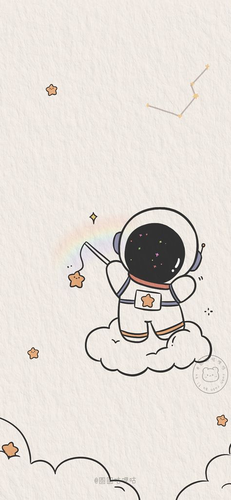 How To Draw Astronaut Easy, Kawaii Space Art, Aesthetic Planets Drawing, Space Aesthetic Drawing Easy, Easy Astronaut Painting, Galaxy Doodle Art, Cartoon Planets Drawing, Space Cute Drawing, Astronaut Drawing Aesthetic