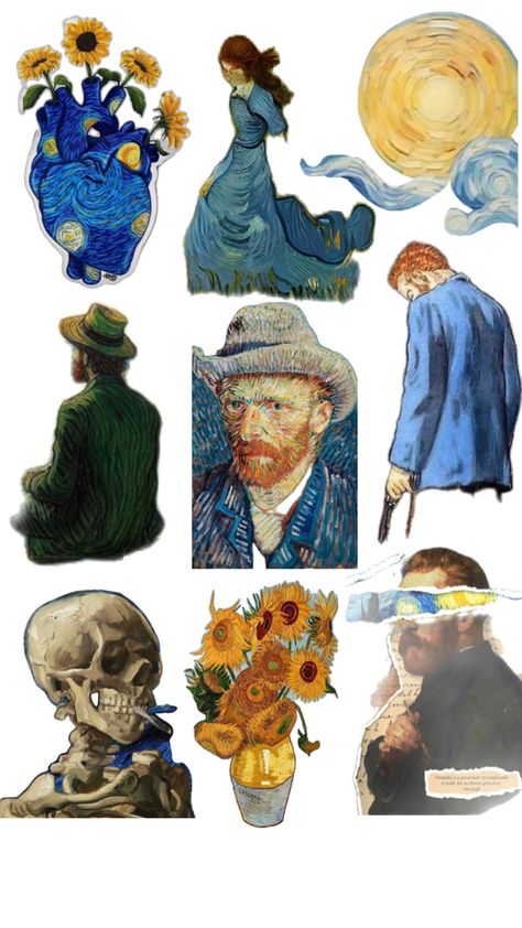 Vincent Van Gogh Collage, Van Gogh Scrapbook, Van Gogh Stickers, Van Gogh Aesthetic, Amazing Gumball, Stickers Art, Van Gogh Art, Dark Icons, Vincent Van