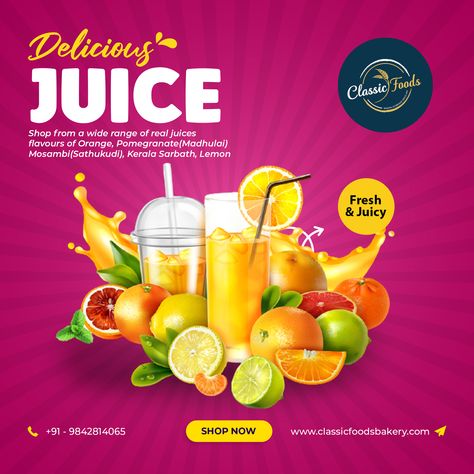 Stay cool this summer as Fruit juices and Drinks are available in classic foods at the best price. Discover the exceptional health benefits of fruit juice and explore our wide selection of juices. #beverage #beverages #juices #foodstyling #drinks #juices #freshness #shakes #energy #health #classicfoodsbakery #trichy Juice Poster, Energy Booster, Fruit Juices, Fruit Juice, Stay Cool, Health Benefits, This Summer, Juice, Benefits