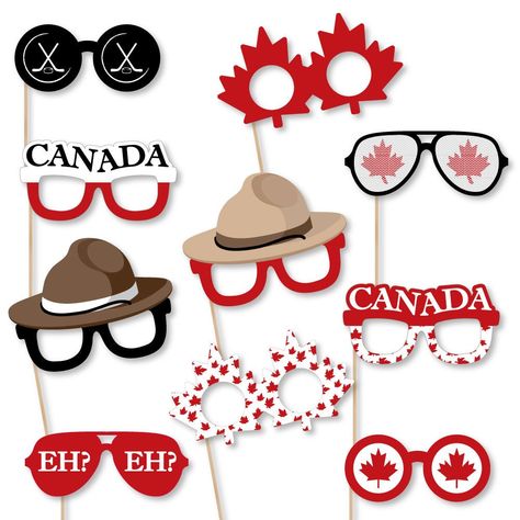 Canada Day Glasses - 10 Piece Canada Party Photo Booth Props Kit *10 Printed and Cut Glasses Photo Booth Props *10 Prop Kit Sticks *10 Clear Stickers *Some Easy Assembly is Needed   *Printed on Heavy Card Stock Paper The perfect photo booth begins with fabulous Canada Day glasses photo booth props. Our printed and cut glasses prop kit will help you easily create fun party photos at your next Canada Day party. This fun prop kit comes with 10 glasses and is ready for quick assembly. Simply add the Canada Party, Canadian Party, Canada Day Party, Funny Photo Booth, Party Photo Booth Props, Victoria Canada, Photo Fun, 10 Count, Booth Ideas