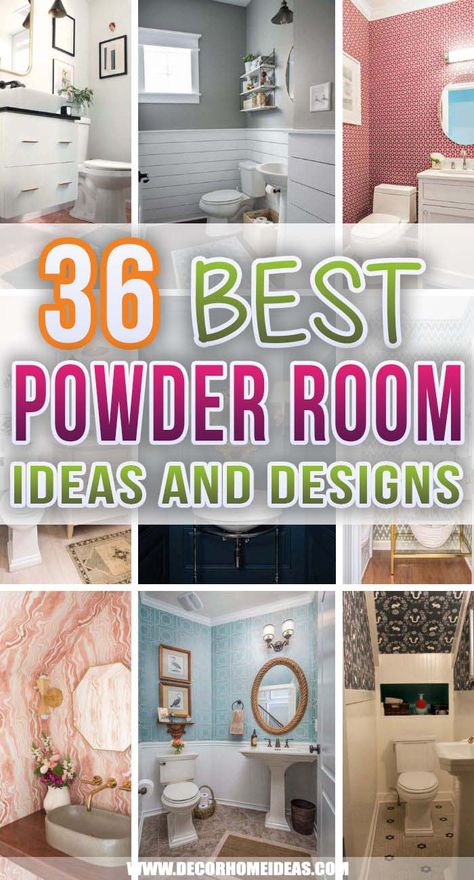 Powder Room Ideas Classic, Powder Room Ideas Tile Wall, Vanity Room Wallpaper, Small Powder Room Makeover Ideas, Powder Room Ideas With Tile Wall, How To Decorate Small Powder Room, Powder Room Remodel Modern, Ideas For Small Powder Rooms, Bathroom Decor Powder Room