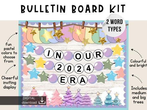 In Our Era Bulletin Board, Friendship Bracelet Bulletin Board, New Year Bulletin Board Ideas, Bulletin Boarders, New Year Bulletin Board, Growth Mindset Display, Back To School Displays, Era Tour, School Displays