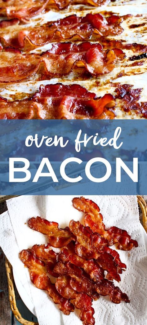 Oven Fried Bacon is the easiest way to make crispy, perfectly cooked bacon every time. When you bake bacon, there's less mess, less fuss, and all of the deliciousness! Oven Fried Bacon, Oven Bacon, Making Bacon, Fried Bacon, Oven Baked Bacon, Homemade Soups, Delicious Salad Dressings, Bacon In The Oven, Easy Bacon