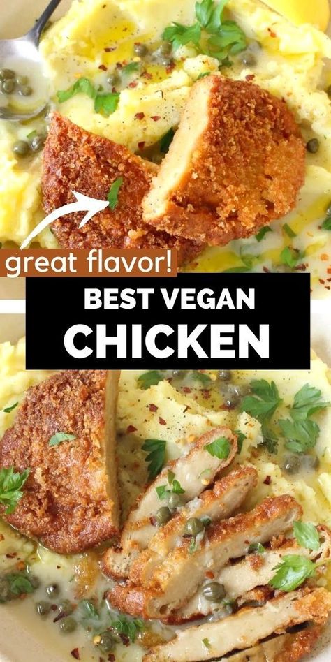 Best Vegan Chicken, Vegan Chicken Recipes, Piccata Sauce, Vegan Meat Recipe, Vegan Meat Substitutes, Vegan Fried Chicken, Seitan Recipes, Vegetarian Chicken, Cutlets Recipes