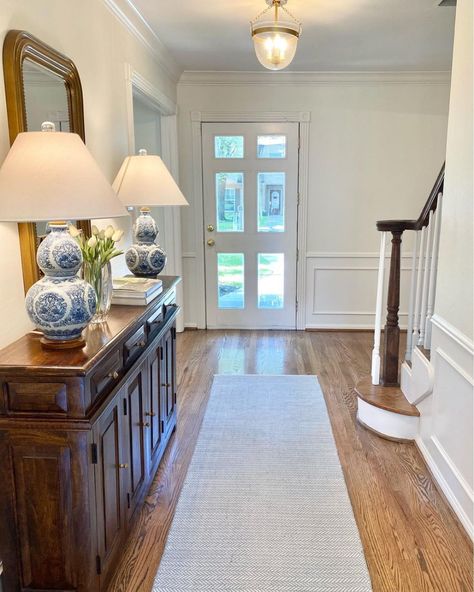 The Southern Lane, English Front Door, Southern Lane, Sofa Table Styling, Traditional Southern Home, Modern Southern Home, Country Colonial, Southern Interior, Accent Wall Ideas