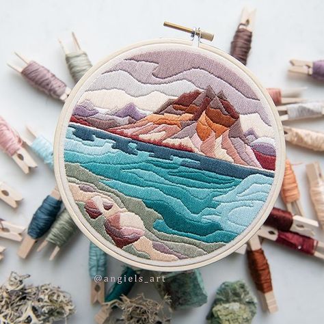 Anna & Piotr Angiel (@angiels_art) • Instagram photos and videos Latch Hook, Canadian Art, Mountain Art, Modern Embroidery, Embroidery Hoop Art, Summer Break, Needle Art, Break In, Art Instagram