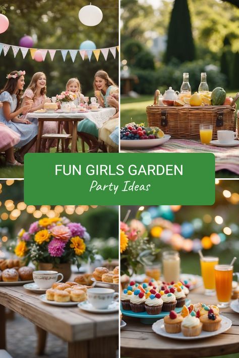 Planning a girls garden party and want it to be unforgettable? Dive into these creative garden party ideas that are packed with fun themes and activities! From colorful picnic setups with crisscrossing fairy lights to elegant tables filled with delightful cupcakes, you’ll find inspiration that makes your party spark joy. Imagine laughter and joy as the girls mingle in pretty dresses, celebrating the day in a garden filled with blooming flowers and delicious food. Save this to get all the awesome tips for a magical garden party that everyone will love! Birthday Party Ideas Spring, Flower Birthday Party Ideas, Girls Garden Party, Cottage Core Party, Small Garden Party Ideas, Colorful Picnic, Garden Party Ideas, Fun Straws, Diy Flower Crown