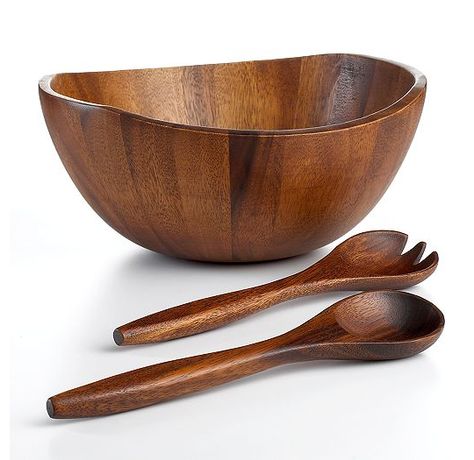 5 Large Wooden Salad Bowls — Product Roundup | The Kitchn Square Cake Stand, Wooden Salad Bowl, Wood Salad Bowls, Wedding Crashers, Inexpensive Wedding, Wooden Kitchen, Salad Bowl, Salad Servers, Wood Bowls