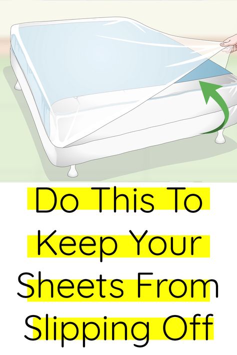 Do this to keep your sheets from slipping off the bed. How To Make Sheets Stay On Bed, Keeping Sheets On Mattress, Bed Sheet Hacks, Keep Sheets On Bed, How To Keep Sheets On Bed, How To Keep Fitted Sheets From Slipping, How To Keep Sheets From Slipping, Cooling Sheets Bedding, Fitted Sheets Stay In Place