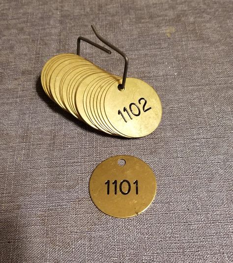 Circle Crafts, Number Tags, Stamped Metal, Metal Tag, Metal Tags, Halloween Items, Industrial Metal, Vintage Miniatures, Etsy Items