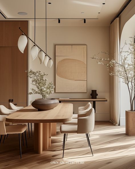 Japandi Dining Room Design, Light Wood Table, Japandi Dining Room, Dining Room Decor Elegant, Japandi Dining, Japandi Interior Design, Japandi Interiors, Mockup Wall, Japandi Living