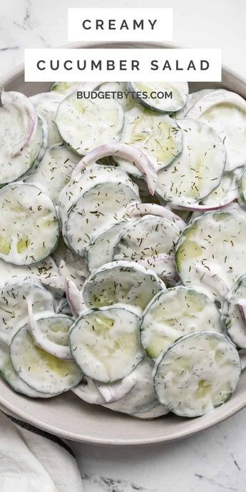 Recipes With Mayo, Cucumber Salad Recipes, Creamy Cucumber Salad, Creamy Cucumbers, Cucumber Recipes Salad, Salad Ideas, Best Salad Recipes, Cucumber Recipes, Salad Side Dishes