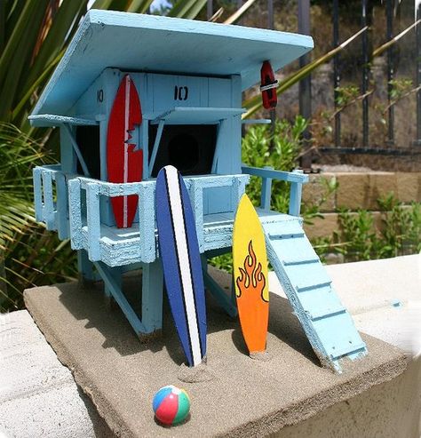 Lifeguard Shack, Beach Miniature, Backyard Play Spaces, Birdhouses Bird Feeders, Bar None, Garden Birdhouses, Bird House Feeder, Lifeguard Tower, Diy Popsicle