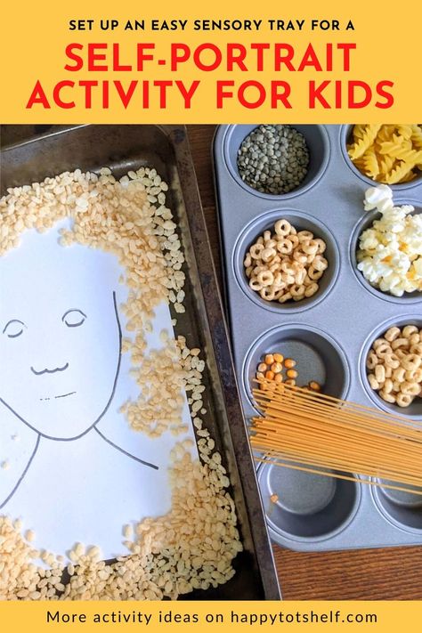 Self-Portrait Art Idea for Kids with Sensory Tray All About Me Activities For Preschoolers, Sensory Tray, Self Portrait Art, Cognitive Activities, All About Me Activities, About Me Activities, Activities For Preschoolers, Sense Of Self, Memory Care