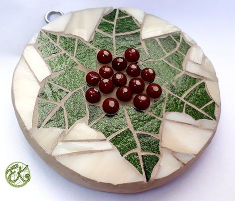 Hanging Holly Tree Christmas Mosaic Decoration Holly Tree | Etsy Sculpture For Garden, Mosaic Ornaments, Mosaic Design Ideas, Mosaic Christmas, Christmas Mosaics, 3d Mosaic, Mosaic Sculpture, Tree Mosaic, Mosaic Art Diy