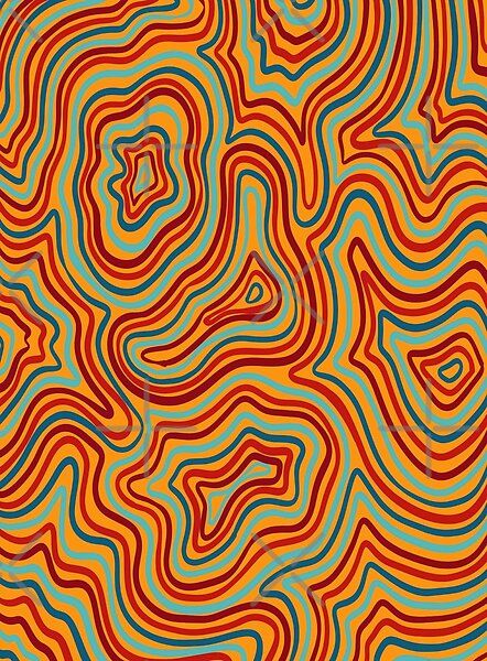 Trippy Line Art, Wavy Painting, Groovy Lines Wallpaper, 70s Textiles, Trippy Texture, Retro Swirl Painting, 70s Squiggle Pattern, 70s Wavy Wall Art, Trippy Patterns