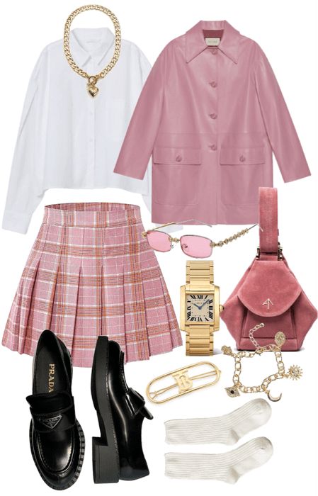 Cute Academia Outfits Pink, Pink Aesthetic Fashion Outfit, Glam Pink Outfits, Light Academia Pink Outfit, Pink Glam Outfit, Romantic Academia Aesthetic Outfit Pink, Pastel Academia Aesthetic Outfit, Pink Academia Aesthetic Outfit, Pink Academia Outfits