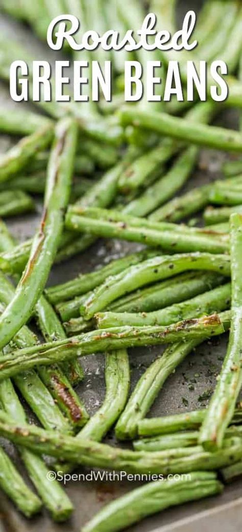 Oven roasted green beans are a side dish recipe that everyone loves. These easy green beans are so easy to prepare, and come out so flavorful and delicious every time. #spendwithpennies #roastedgreenbeans #greenbeans #ovenroastedgreenbeans #cookinggreenbeans #greenbeansidedish Baked Green Bean Recipes, Oven Green Beans, Oven Roasted Green Beans, Baked Green Beans, Green Beans Side Dish, Easy Green Beans, Radish Recipes, Roasted Green Beans, Spend With Pennies