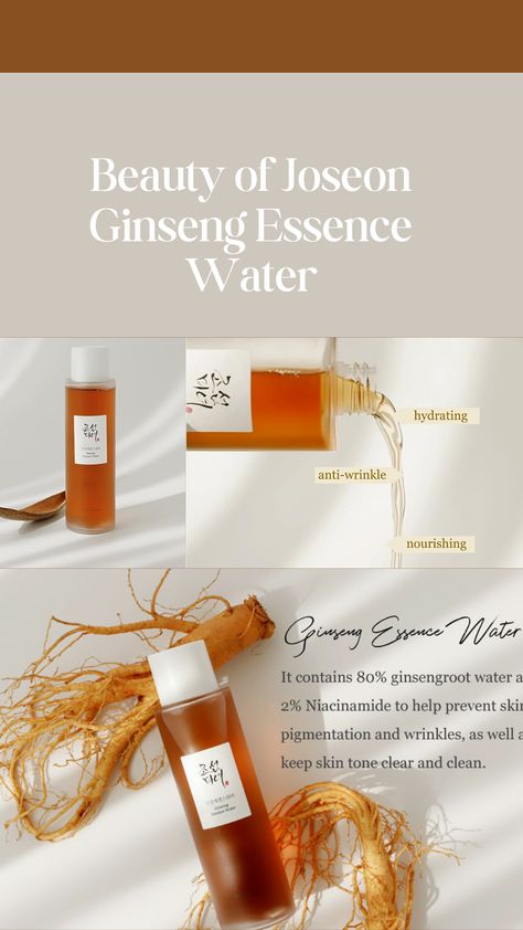 Beauty Of Joseon Ginseng Essence, Ginseng Essence Water, Snail Serum, Ginseng Essence, Water Video, Pale White Skin, Night Skincare, Essence Water, Beauty Of Joseon