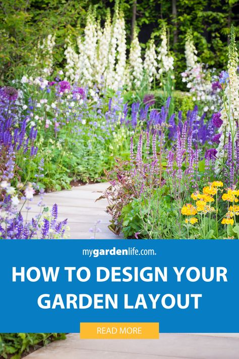 Garden Layout Flower, Planning Garden Layout, How To Plan A Flower Garden Layout, Long Garden Design Layout, Rectangle Garden Design Layout, Planning A Garden Layout, Garden Plans Layout Design, Garden Layout Ideas Design, Accessible Garden