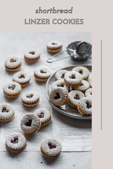 Tender, buttery linzer cookies without almond flour! Perfect with jam or Nutella. Cookies With Raspberry Jam, Raspberry Linzer Cookies, Linzer Cookies Recipe, Sara Lynn, Lemon Shortbread, Millionaire Shortbread, Linzer Cookies, Shortbread Cookie Recipe, Sugar Shack