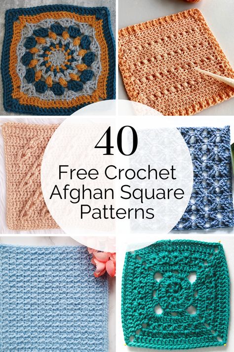 Learn new techniques and find new crochet designers with The Friendship Blanket CAL, a crochet afghan squares patchwork blanket offering 40 crochet afghan square patterns. These crochet squares patterns are designed to create a crochet afghan blanket but you can create nearly anything you like out of them. Crochet squares blankets are gorgeous and fun to create. You won't want to miss this one! 9 Inch Granny Square Free Pattern, Patchwork Squares Crochet, Textured Granny Square Crochet Pattern, Crochet Pattern Squares Free, Easy Crochet Patchwork Blanket, Crochet Squares Beginner, Crochet Blanket With Squares, Crochet Blocks Blanket, Different Granny Square Blanket