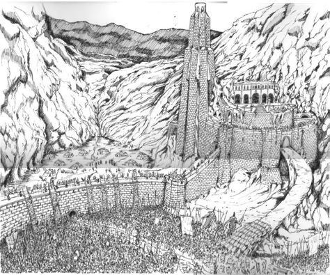 helms deep 3 Helms Deep Art, Battle Of Helms Deep, Deep Tattoo, Helms Deep, Deep Drawing, Middle Earth Art, Tolkien Art, Lego Castle, Deep Art