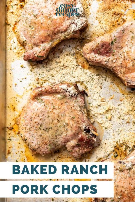 Ranch Dressing Pork Chops Baked, Center Cut Pork Chop Recipes Baked, Pork Chop Recipes With Ranch Packet, Oven Ranch Pork Chops, Pork Chop Ranch Recipes, Bariatric Pork Chop Recipes, Pork Chops With Ranch Seasoning, Oven Pork Chops Bone In, Ranch Baked Pork Chops