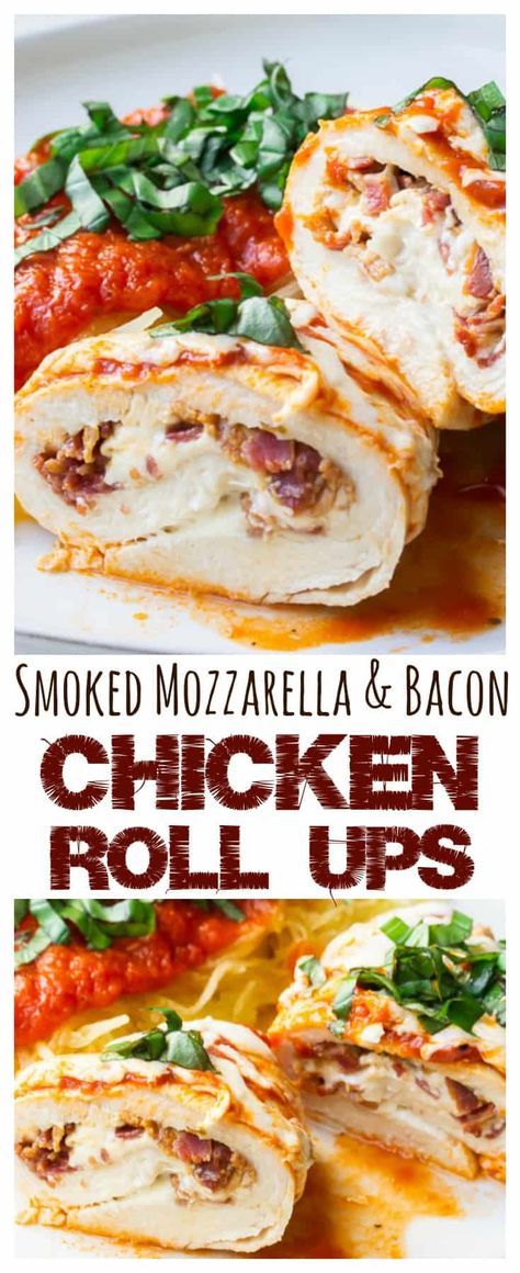 Smoked Mozzarella, Chicken Roll Ups, Chicken Roll, Roll Ups Recipes, Bacon Chicken, Low Carb Meal, Low Carb Chicken Recipes, Family Friendly Dinners, Chicken Rolls