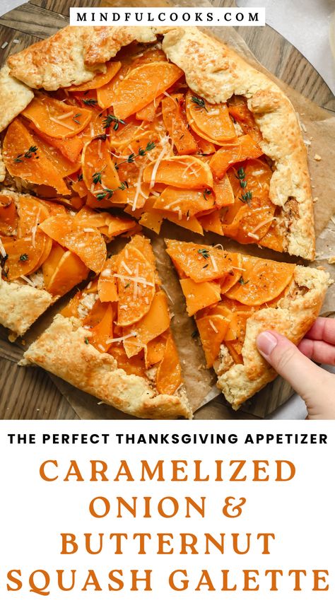 Butternut Squash Appetizer, Squash Appetizers, Squash Galette, Fall Recipes Appetizers, Caramelised Onion Tart, Creamy Butternut Squash, Light Dinner Recipes, Homemade Pie Crust Recipe, Easy To Make Appetizers