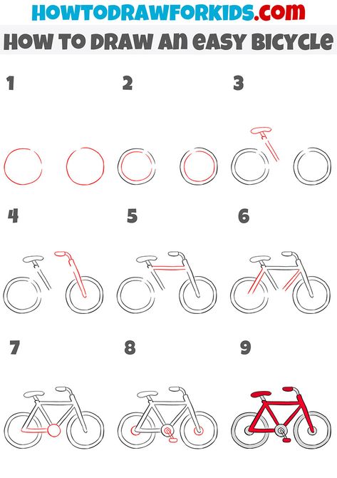 How To Draw A Bicycle Step By Step, How To Draw A Bicycle, Perspective Design, Bicycle Drawing, Elementary Drawing, Learn To Sketch, Bike Drawing, Coloring Supplies, Easy Doodles Drawings