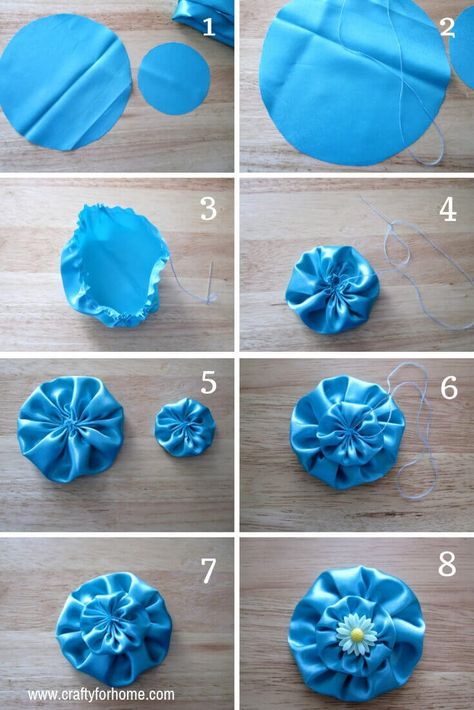 4 Easy Ways To Make Fabric Flower | Learn how easy to make four different fabric flowers, and you can use it for any crafts around the house, embellish the cloth, gift wrapping, hair accessories, also craft for sale. #fabricflowers #easytutorials #fabricflowertutorials #easycraftforkids #easycraftforteens for full tutorials on www.craftyforhome.com Cloth Gift Wrapping, Make Fabric Flowers, Diy Flores, Making Fabric Flowers, Fleurs Diy, Flower Decorations Diy, Fabric Flower Tutorial, Handmade Flowers Fabric, Cloth Flowers