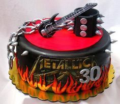 Tarta metálica Metallica Cake, Bolo Musical, Music Cakes, Music Cake, Guitar Cake, Rock Cake, Fashion Cakes, Cakes For Men, Novelty Cakes