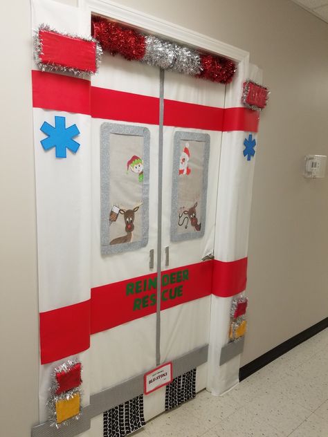 Hospital Xmas Decorations, Christmas Door Decorations Medical, Christmas Medical Office Decorations, Hospital Unit Christmas Decorations, Christmas Door Decorating Contest Hospital, Medical Door Decorating Contest, Christmas Nursing Home Decorations, Nurse Door Decorations For Christmas, Medical Christmas Door Decorations