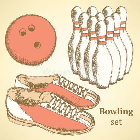 Sketch bowling set in vintage style vector illustration Bowling Drawing, Cute Sketch, Cute Sketches, Illustration Style, Vintage Graphic Design, Sketch Art, Illustration Sketches, Styled Stock, Vintage Graphics