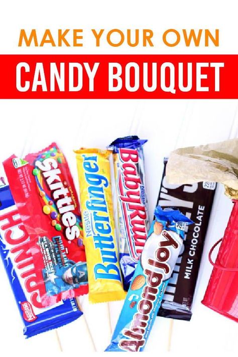 Candy Bar Gift Ideas Christmas, Candy Bar Centerpieces, Candy Bar Flowers Bouquet, Candy Bar Bouquet Diy How To Make, Easy Candy Bouquet, Candy Bar Gift Ideas, Twix Candy Gift Ideas, Candy Bouquet Diy Dollar Stores, Christmas Candy Bouquet Ideas