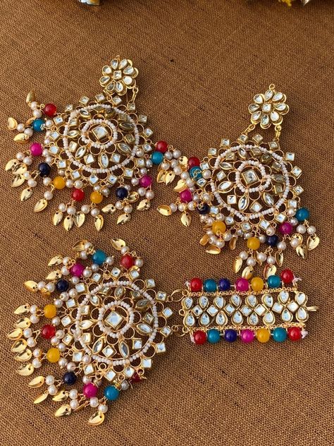 Kundan Chandbali, Punjabi Traditional Jewellery, Boho Tote Bag, Boho Tote, Bridal Gold Jewellery Designs, Bridal Gold Jewellery, Traditional Jewelry, Gold Jewellery Design, Jewellery Designs