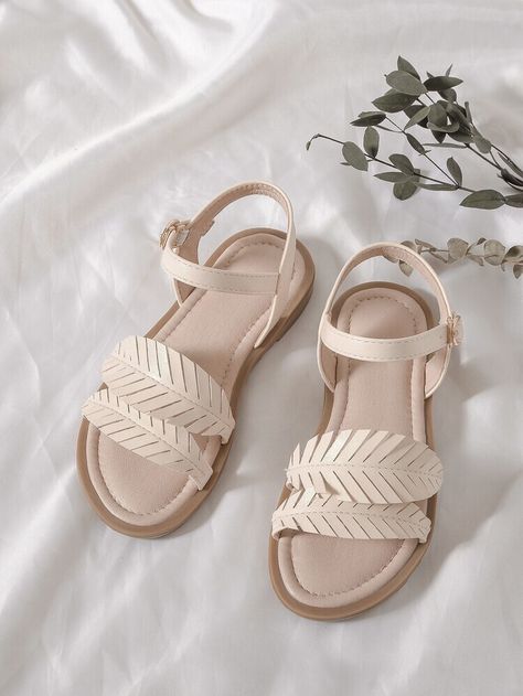 Ivory Sandals, Flower Girl Shoes, Preppy Shoes, Kids Flats, Green Sandals, Leaf Decor, Girls Sandals, Kids Sandals, Girl Shoes