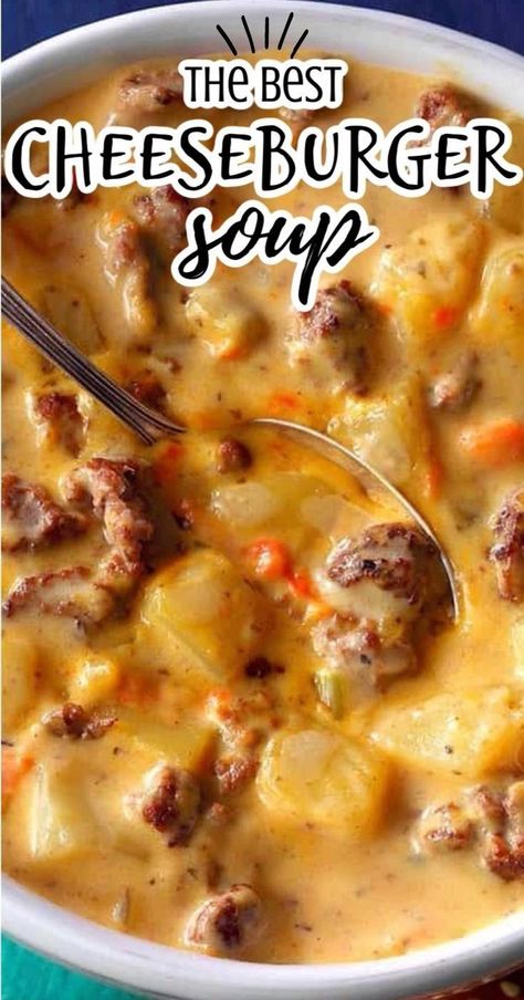 #Low-CarbSoupOptions Recipes By Ingredients, Cheeseburger Soup Recipe, Ham Recipes Crockpot, Slow Cooker Ham Recipes, Cheese Burger Soup Recipes, Slow Cooker Ham, Crockpot Ham, Soups Stews Chilis, Cheeseburger Soup