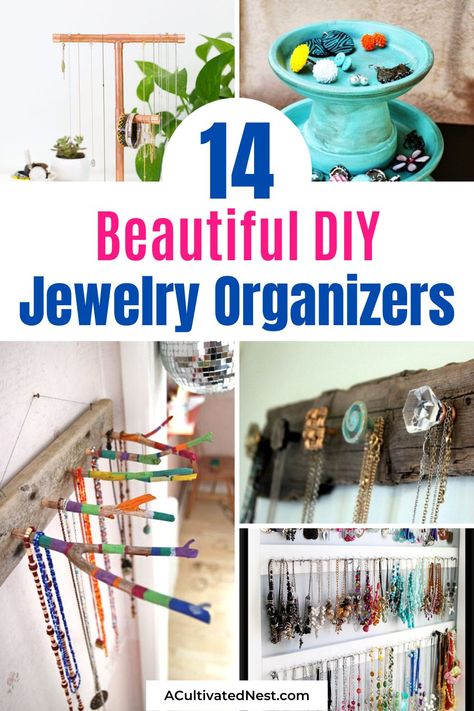 Make A Jewelry Organizer, Diy Wall Mount Jewelry Organizer, Decorating With Jewelry, Diy Jewelry Hanger Wall, Ideas To Store Jewelry, Ways To Store Bracelets, Jewlwery Storage, Diy Jewelry Holder Wall Organizers, Ideas For Storing Jewelry